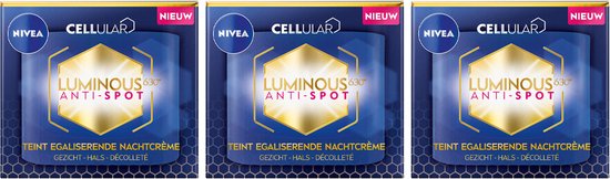 NIVEA - Luminous 630 Nachtcrème Anti-Spot - 3 x 50 ml - Voordeelverpakking