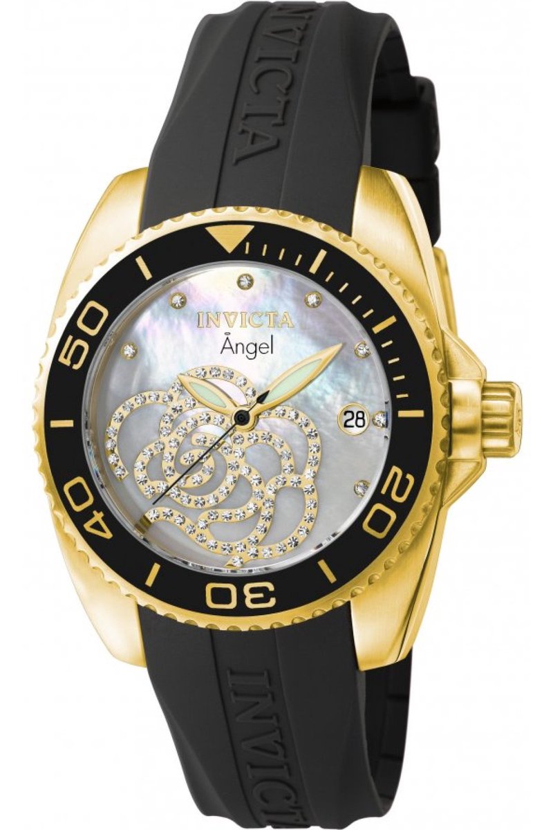 Invicta Angel 0489 Dames Horloge - Waterdicht - Analoog - Quartz Uurwerk - Roestvrij Staal met zilveren Wijzerplaat - 38mm