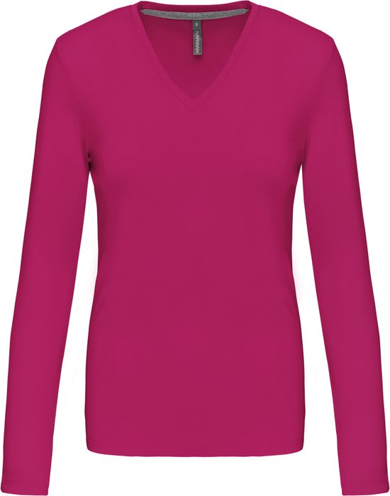 V Hals Lange Basic Shirts Dames Kariban Dames T-shirt V-hals Lange