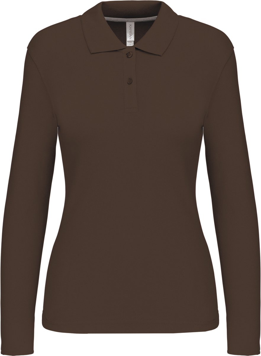 Kariban Damespolo lange mouwen K244 - Chocolate - XL