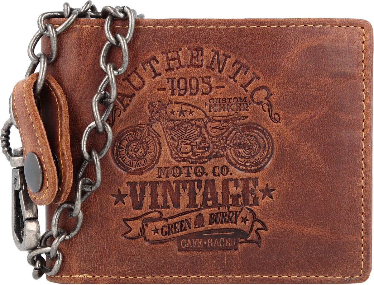 Greenburry Vintage Café Racer Portemonnee RFID Leer 12 cm - Jongens - Horizontaal - braun