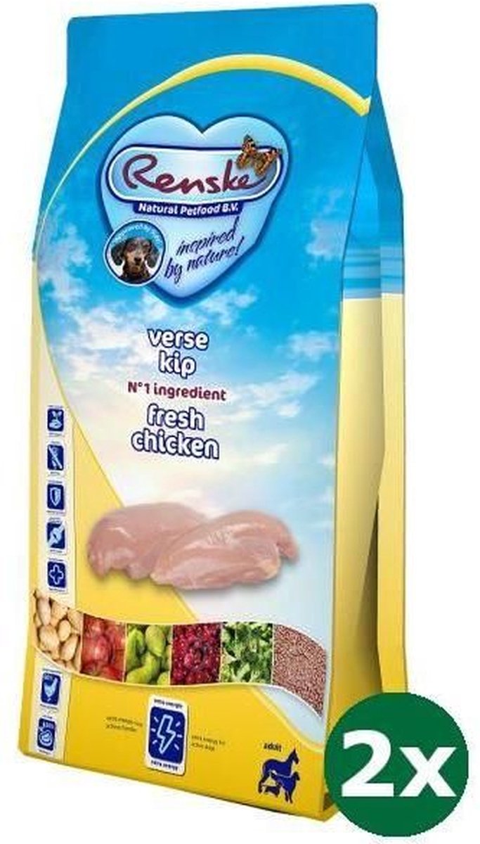 2x2 kg Renske super premium adult kip graanvrij hondenvoer