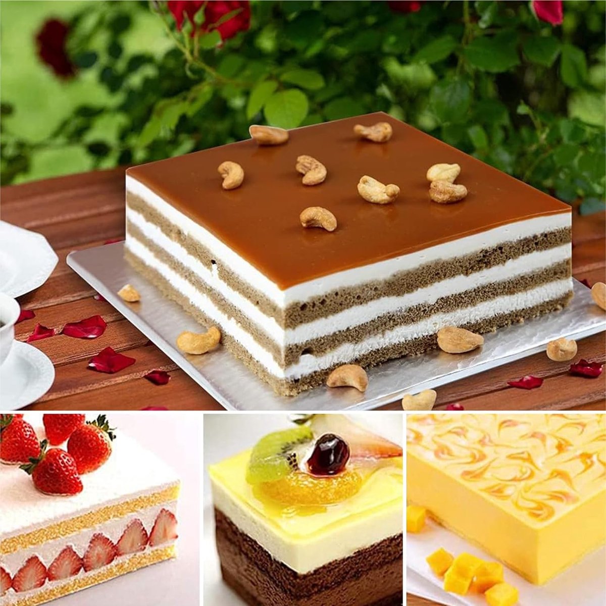 Cadre Pâtisserie Réglable Rectangulaire Acier Inox + 20 Poches à Douille – Moule Gâteau Ajustable 28-51 Cm