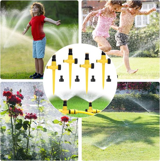 4 Arroseurs De Jardin Rotatifs 360° - Réglables 90/180/360°, Portée Jusqu'à 10 M - Pour Pelouse, Potager, Jeu Enfants - 2