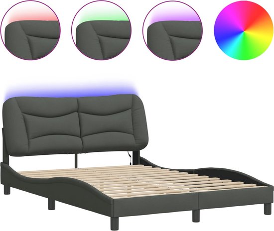 vidaXL - Bedframe - met - hoofdeinde - zonder - matras - 120x200 - cm - crèmekleurig