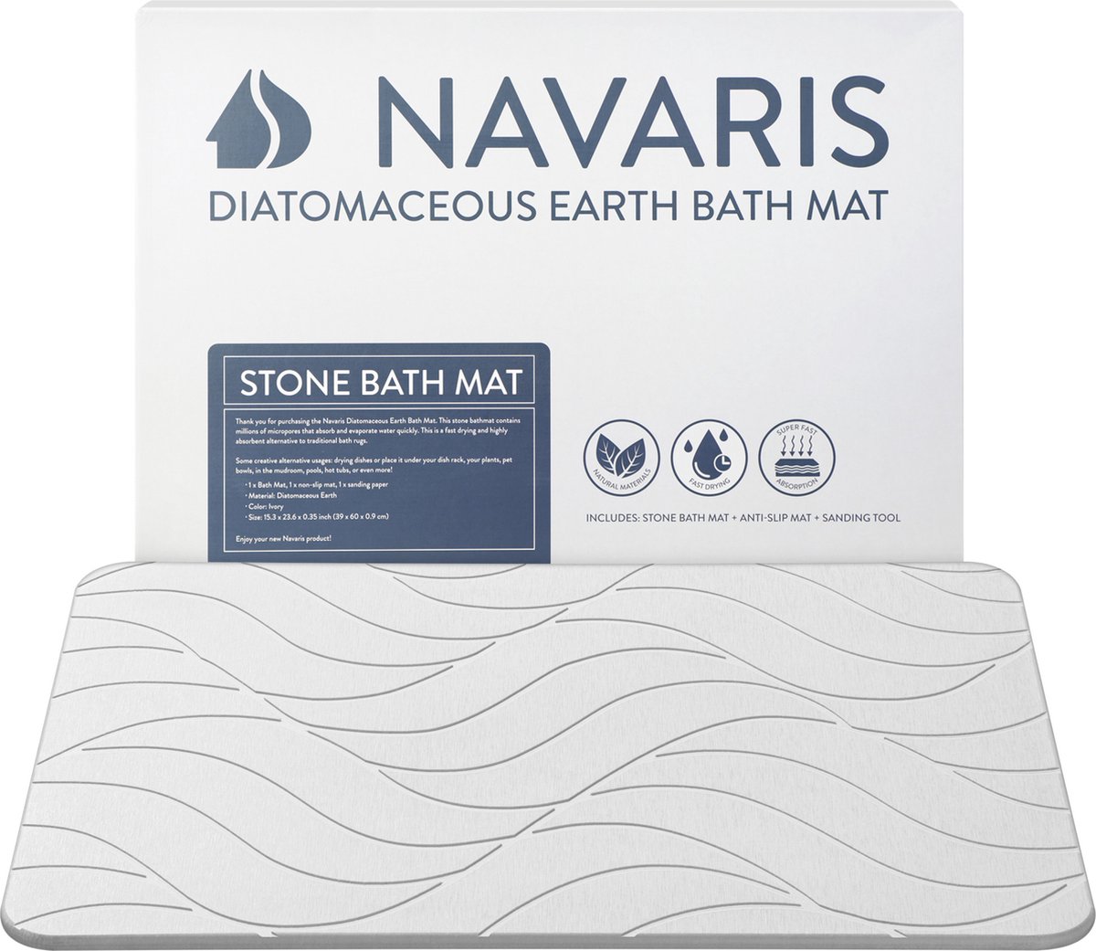 Navaris Hoog Absorberende Badmat - Douche Mat Van Di   Sneldrogend En Anti Slip   In Elegant Design   Wit Marmer Print 757902881