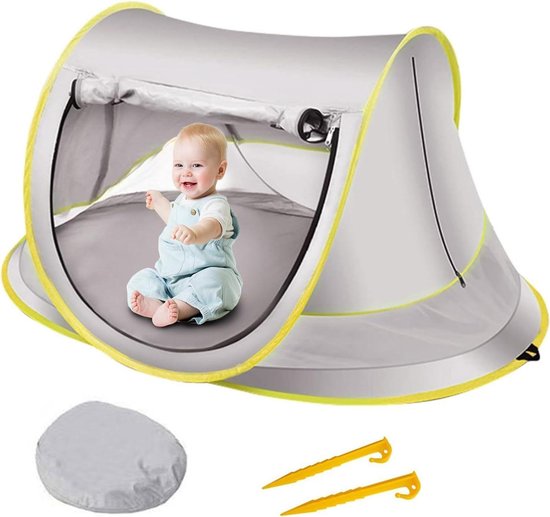 Pop-up strandtent voor baby's met UPF 50+ zonwering en uv-bescherming - ademende paraplu voor peuters - lichtgewicht draagbare onderdakparasol voor familie buitenactiviteiten - inclusief haringen Beach Tent