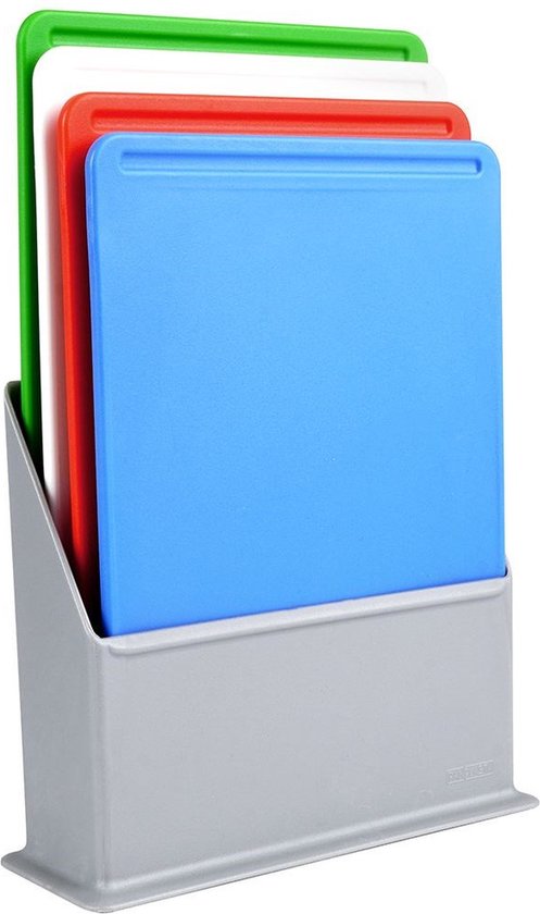 Set de planches à découper Plastique avec support 20x15 cm 4 pièces - Planches à découper - Planches à découper - Cuisine - Set - Planche à petit-déjeuner - Planche de service - Assiette de service
