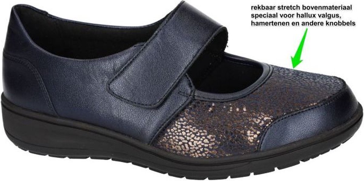 Solidus -Dames - blauw donker - ballerina's & mocassins - maat 41.5