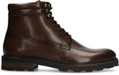 Manfield - Heren - Bruine leren veterboots - Maat 45
