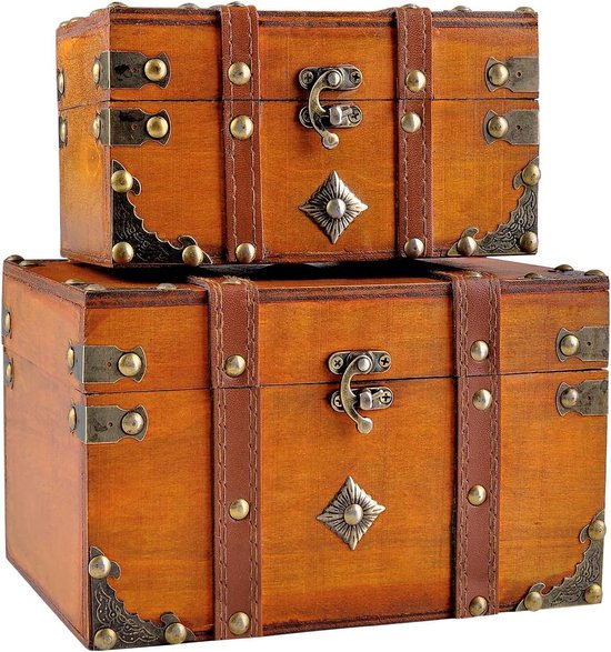 Vintage houten kist / doos / sieradendoos antiek – bruin - Dozen | Kisten | Blikken