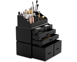 Cosmetische Organizer Opbergladen Display Dozen Case met Laden - Make-up Opslag (6D zwart)