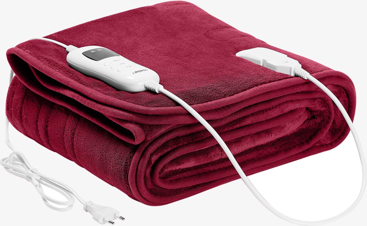 AREBOS elektrische deken Elektrische verwarmde onderdeken knuffeldoek 160 × 120 cm Bordeaux - AREBOS - €44,90