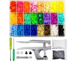 460 Sets Plastic Drukknopen met Snap Tang, 24-kleuren Kunststof Drukknopen Kit voor Naaien, Kleding, Knutselen, Luiers, Slabbetjes