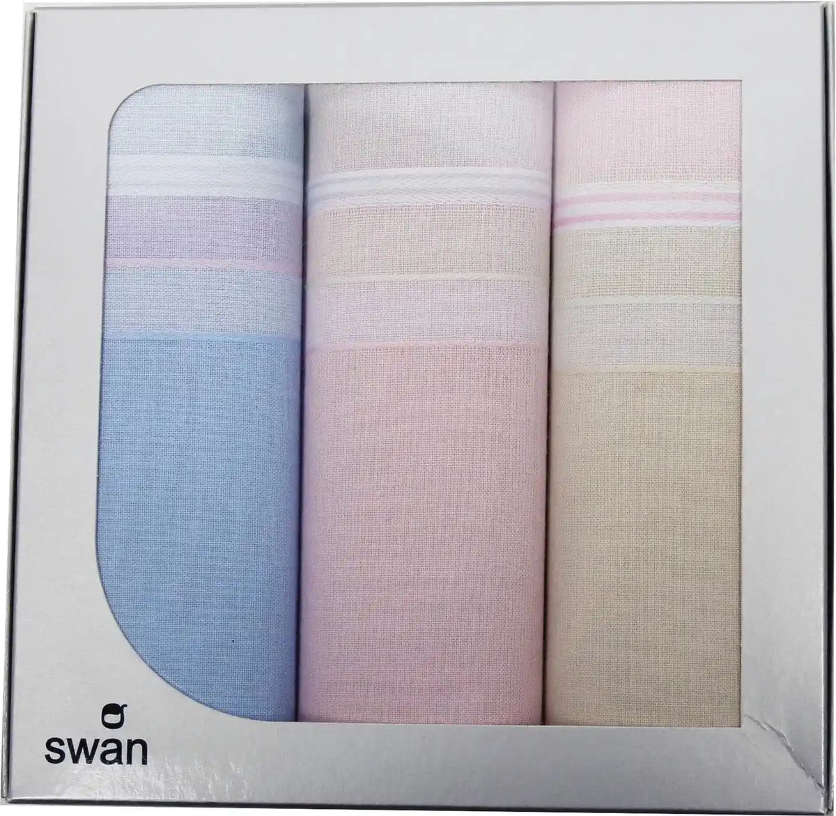 Goedkoopste Swan 3-pack - Dames zakdoeken Vintage pastel