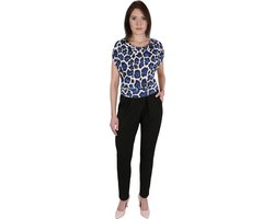John Zack - Broekjumpsuit in blauwe luipaardprint