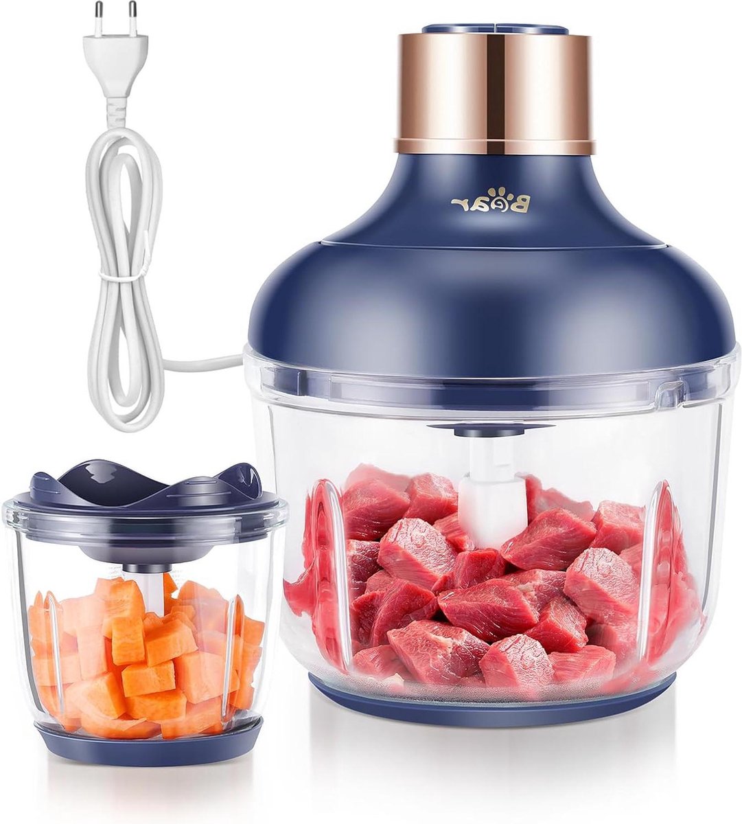 Hoapin Elektrische hakmolen, 800 W, vleesmolen met glazen kom, 3 l 0,5 l, 2 snelheden, babymixer voor vlees, groenten, fruit, gedroogd fruit (zwart Hoapin Elektrische hakmolen, 800 W, vleesmolen met glazen kom, 3 l 0,5 l, 2 snelheden, babymixer voor vlees, groenten, fruit, gedroogd fruit (zwart