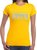 Geel Topper shirt in zilveren glitter letters dames - Toppers dresscode kleding 2XL
