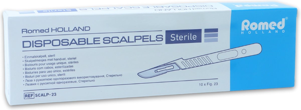 Goedkoopste Romed scalpelmesjes met handvat nummer 23 - Set van 5 doosjes Romed