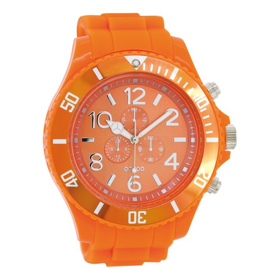 OOZOO Timepieces - Fluo oranje horloge met fluo oranje rubber band - C4826