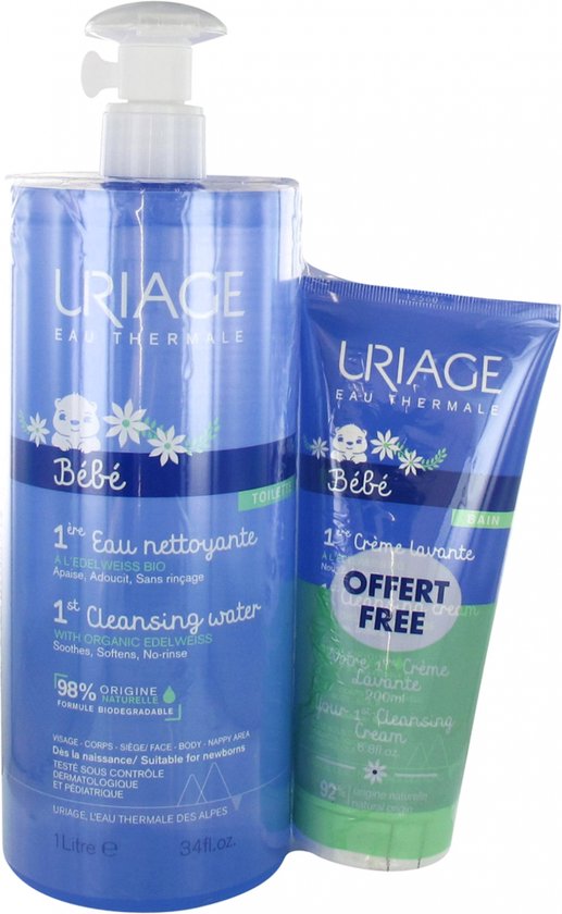 Uriage Bébé Reinigungswasser – Ohne Abspülen, Mit Bio-Edelweiß, 1 Liter Für Babyhaut