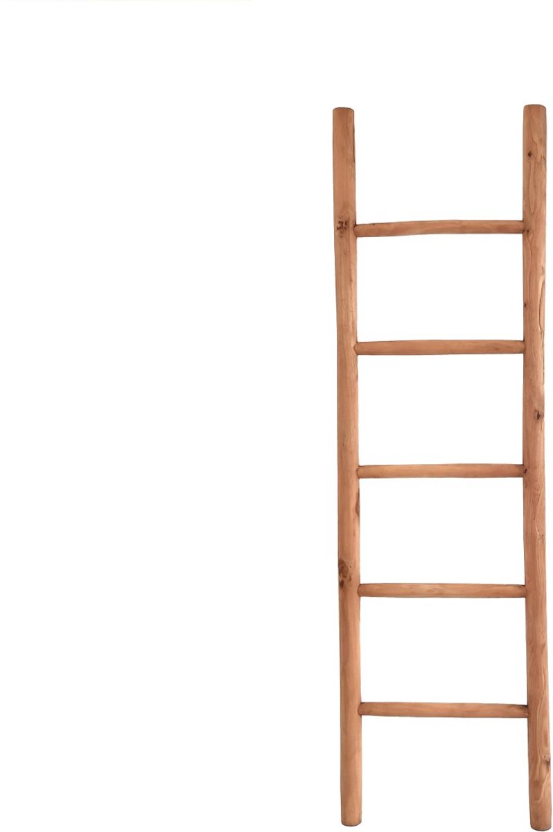 Teakea - Teakhouten Decoratie Ladder Naturel Teak 50x5x175 cm - Stijlvolle Handdoekladder