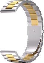iMoshion Stalen 20 mm bandje - Geschikt voor Samsung Galaxy Watch 6 (Classic) / 5 (Pro) / 4 (Classic) / 3 – Garmin Venu / 2 plus / Sq - Forerunner 245 / 55 - Zilver / Goud