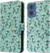 iMoshion Hoesje Geschikt voor Motorola Moto G24 / Moto G04 Hoesje Met Pasjeshouder - iMoshion Design Bookcase smartphone - Blauw / Blue Flowers