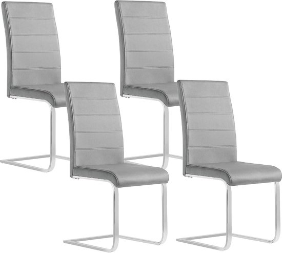 Rootz Eetkamerstoelen Set van 4 - Sledestoel - Stoelen met hoge rugleuning - Fluwelen bekleding - Stabiel metalen frame - Ergonomisch ontwerp - Vloerbescherming - 41 cm x 100 cm x 55,5 cm