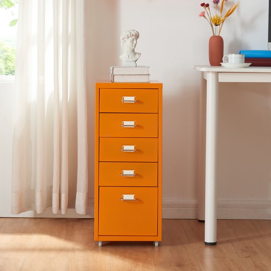 Foto: Kantoorkast k kar ladekast op wielen 69x28x41 cm oranje en casa 