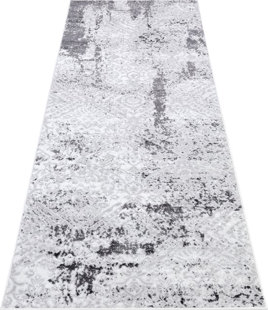 Tapiso Sky Rug Runner Grijs Foncé Vintage Tapis de Salon Taille - 80x200