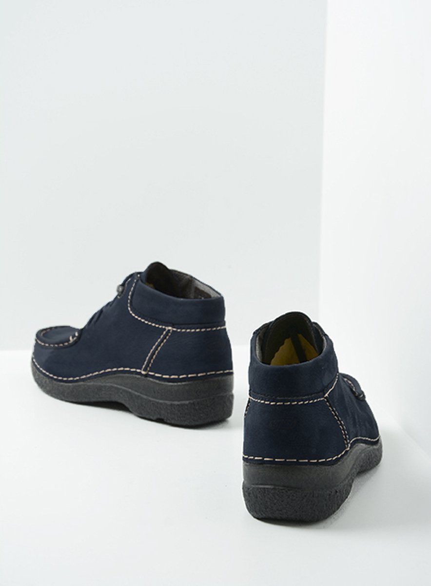 Wolky Hoge veterschoenen Seamy Moc blauw nubuck
