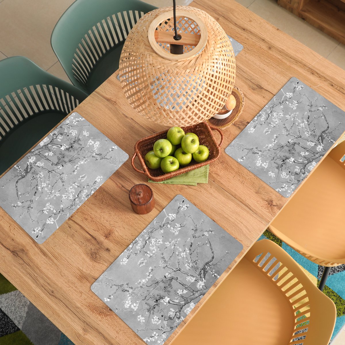 KitchenYeah© Placemats 6 stuks 45x30 cm Keuken Decoratie Placemats Afwasbaar Anti Slip Tafelmat Vinyl Onderlegger Eettafel - Beton - Zwart - Industrieel