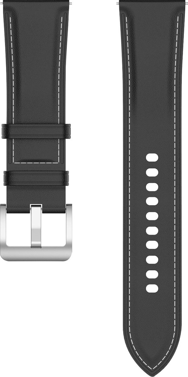 Leren band Galaxy Watch 3 45mm Geschikt voor Huawei Watch GT3/GT2 46mm Zwart