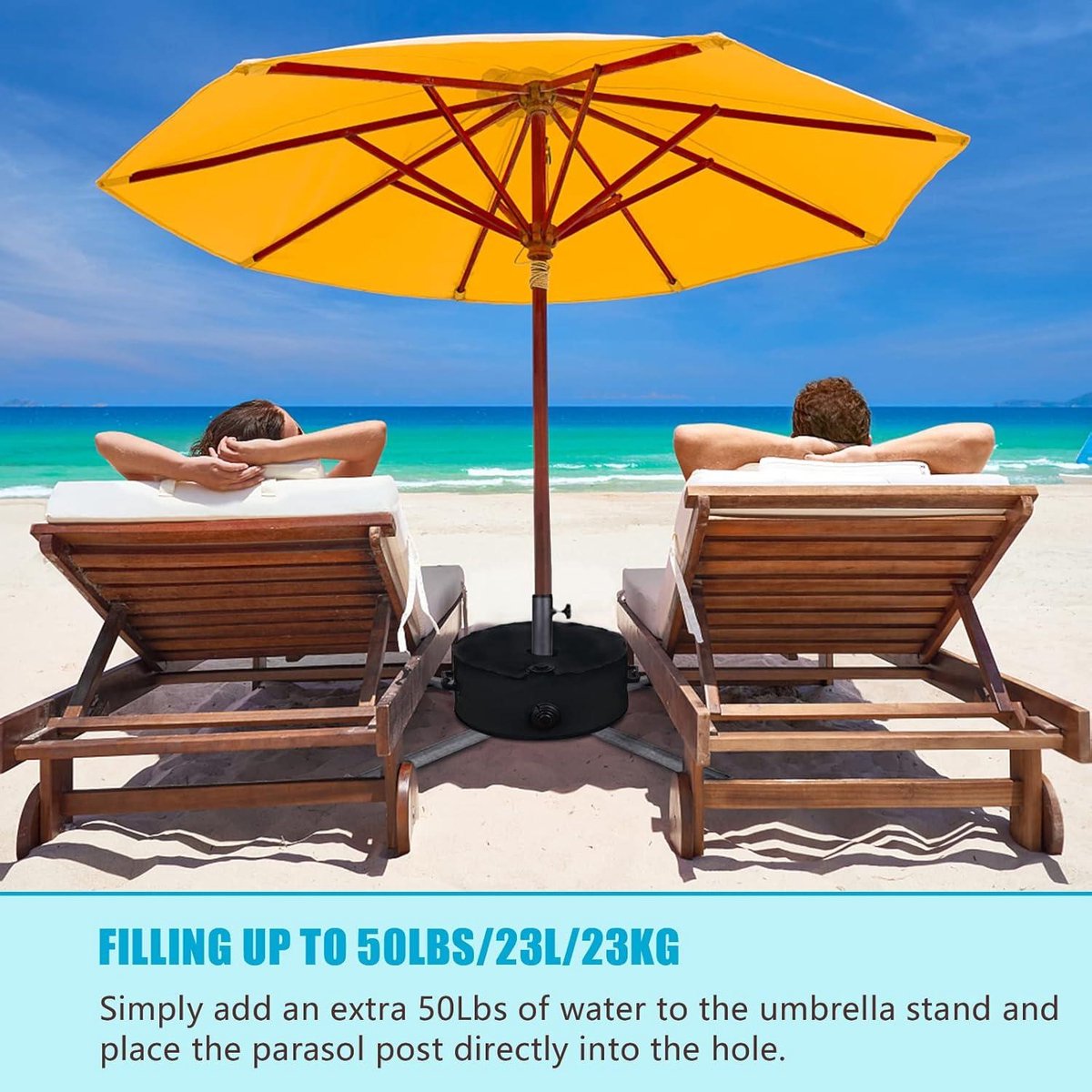 1000D Ronde Paraplu Basis Gewicht Tas tot 23kg Water Parasol Base Gewicht Zak 2 Handgrepen 8cm Diameter Outdoor Garden Patio Beach Cantilever Vlaggenmast Zwart
