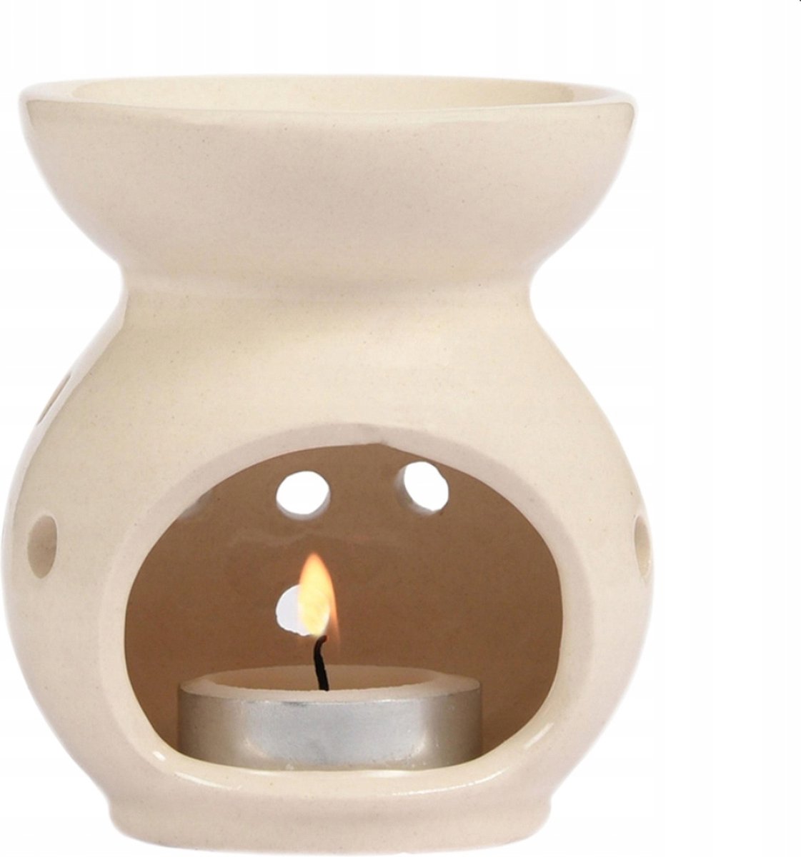 Basic aromabrander Geurbrander voor geuroliën of waxmelts - Keramiek - 7,5 x 7,5 x 8,5 cm