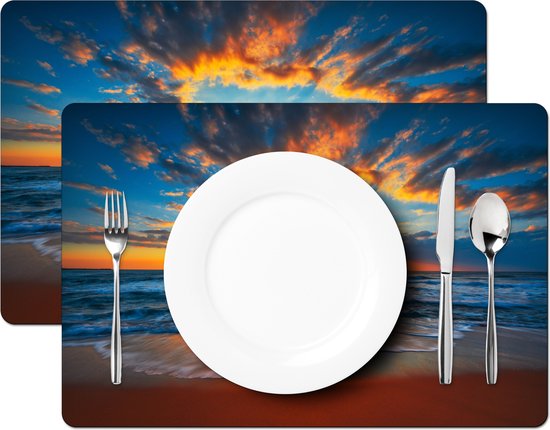 KitchenYeah© Placemats 6 stuks 45x30 cm Keuken Decoratie Placemats Afwasbaar Anti Slip Tafelmat Vinyl Onderlegger Eettafel - Kunst - Abstract - Aesthetic - Kleurrijk - Art