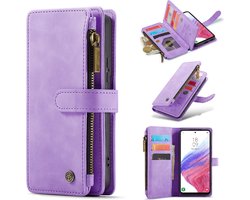 Casemania Hoesje Geschikt voor Samsung Galaxy A55 - Bright Lila - Luxe Portemonnee Book Case met Rits