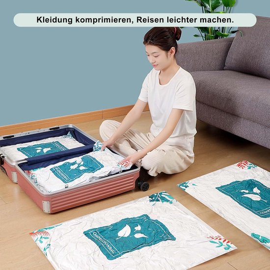 Vacuümzakken voor kleding, dekens, 8 stuks (2 jumbo / 2 groot / 2 Vacuümzakken voor kleding, dekens, 8 stuks (2 jumbo / 2 groot / 2