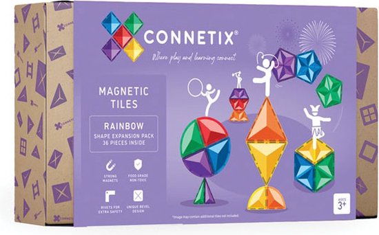 Foto: Connetix tiles rainbow shape expansion pack 36 pc magneetblokken