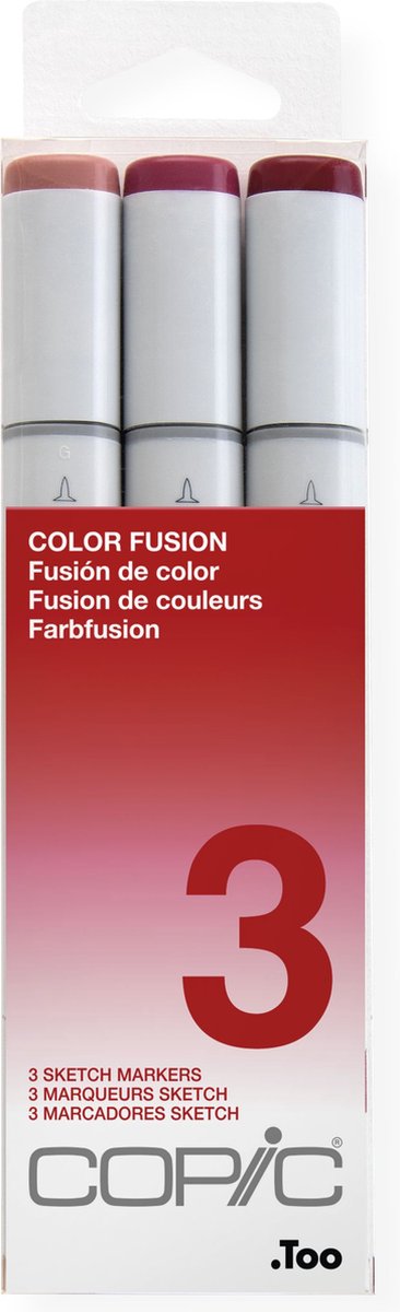 Copic Sketch Color Fusion 3 markeerstift 3 stuk(s) Beitel/penseelpunt Bordeaux, Bordeaux rood, Rood