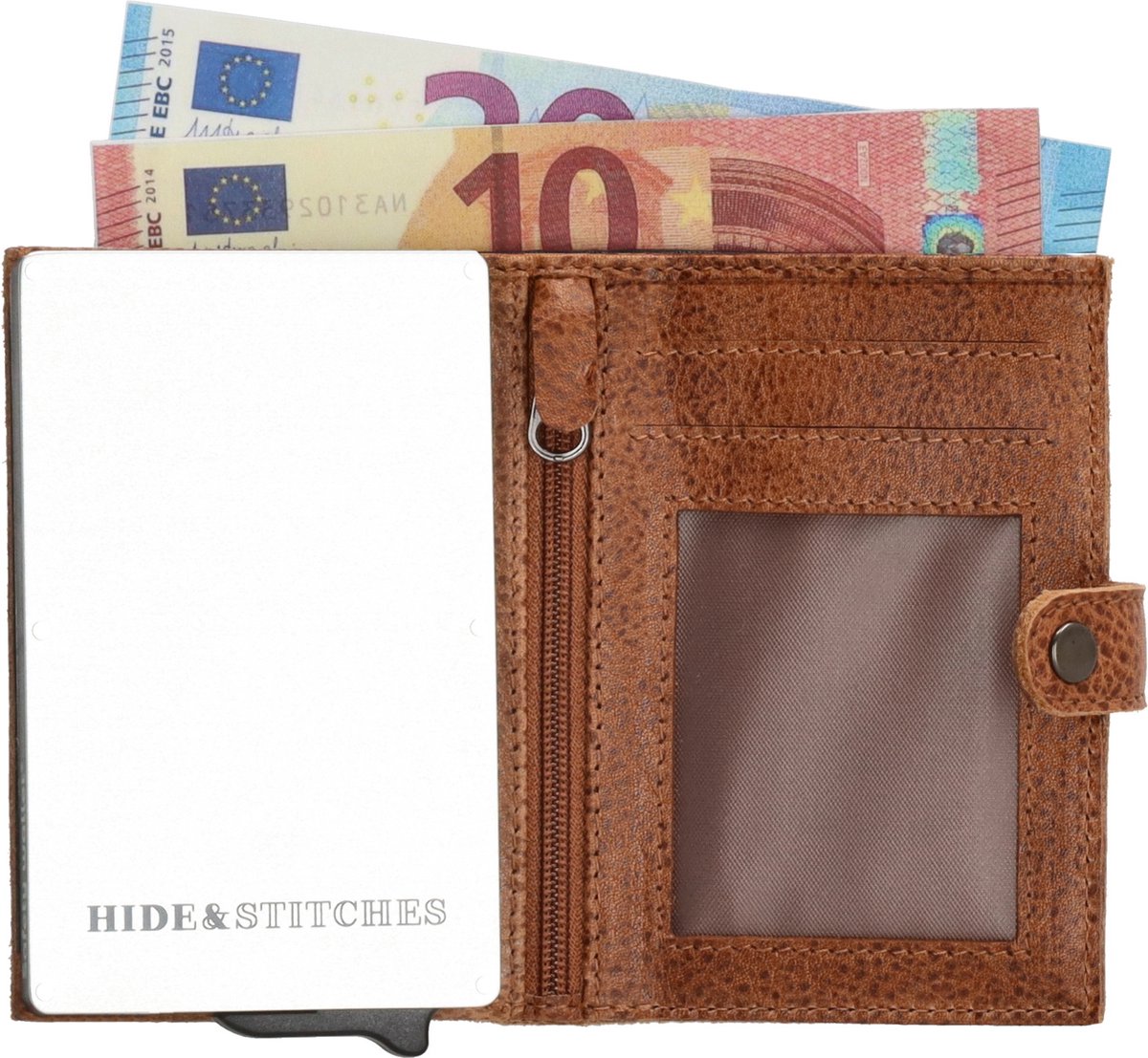 Hide & Stitches Paint Rock Safety Wallet - 100% Leer - Cognac