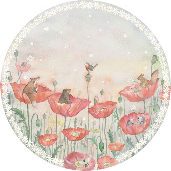Cercle de papier peint de rêve de coquelicot | Pour chambre de Bébé et d'enfant | Design de chambre d'enfant | Design de brise-cœur