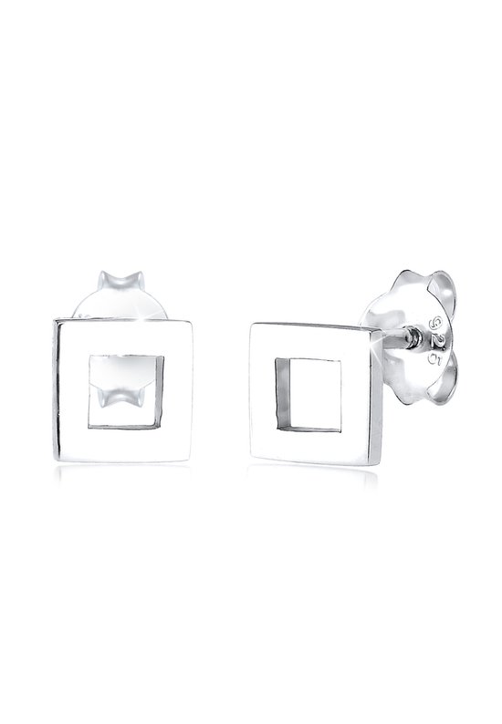 Elli Elli Oorringen voor dames, geo-look, cirkel, basic, tweekleurig, in 925 sterling zilver, Sterling zilver, Zonder