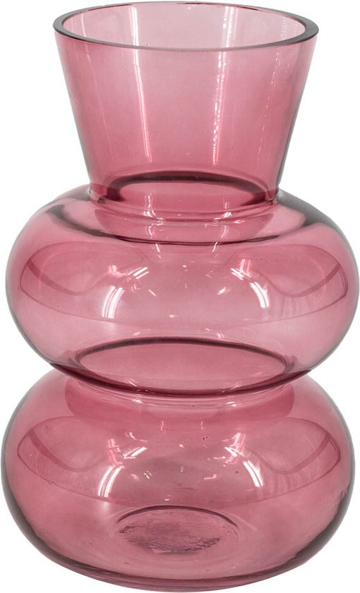 HomeBound by KY | Glazen vaas roze | 13x13x20cm | bloemenvaas roze