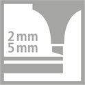Symbool met twee beitelpunten: 2 mm en 5 mm.