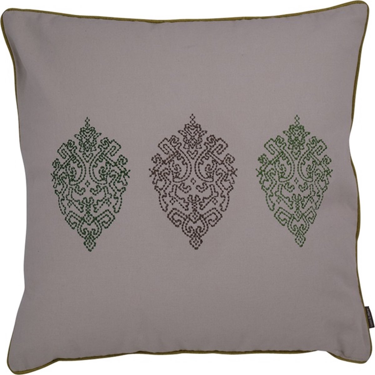 Linen & More Kussen Beauty Embroidery L. Beige/Grijs | 45 X 45 | Sierkussen Voor Woonkamer Of Slaapkamer