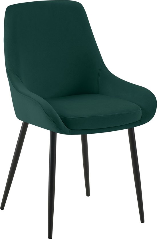 CLP Elmira Eetkamerstoel - Klassiek - Met rugleuning - Met armleuning - Met rugleuning - Velvet - Fluweel - Metaal mat zwart groen