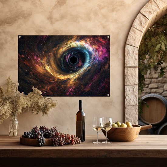 Affiche jardin trou Zwart - Affiche jardin Univers - Posters de jardin Etoiles - Décoration murale jardin - Accessoires jardin - Poster poster jardin 120x80 cm