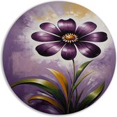 Bloem schilderij rond - Natuur wanddecoratie rond - Rond schilderij Blad - Muurdecoratie kinderkamer - Muurdecoratie rond - Slaapkamer muurdecoratie muurcirkel forex 100x100 cm